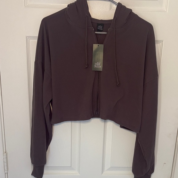 Wild Fable Chocolate Brown Cropped Hoodie - Picture 4 of 6